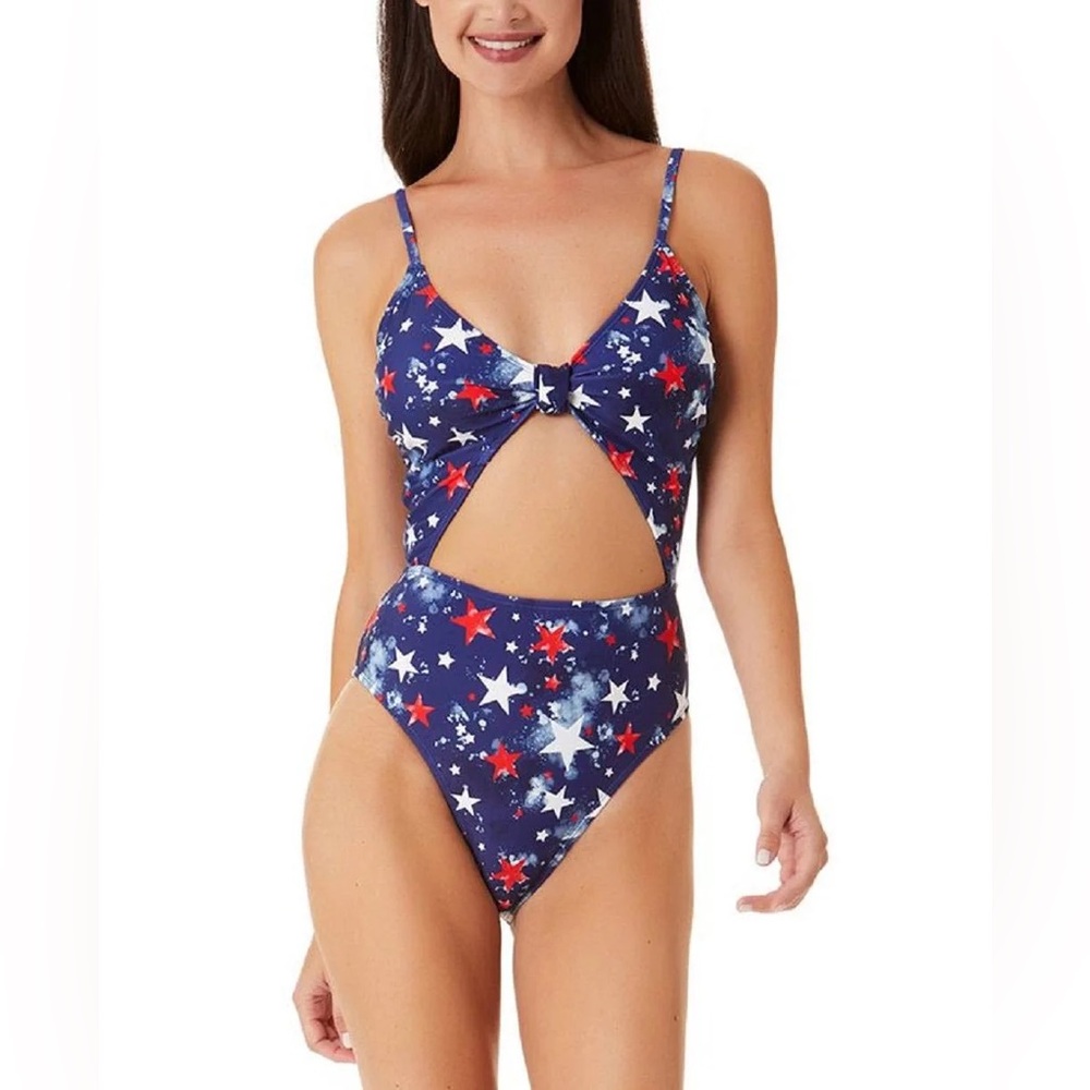 ✨California Waves Women’s Juniors' Splatter-star Cut-out One-piece Sz L